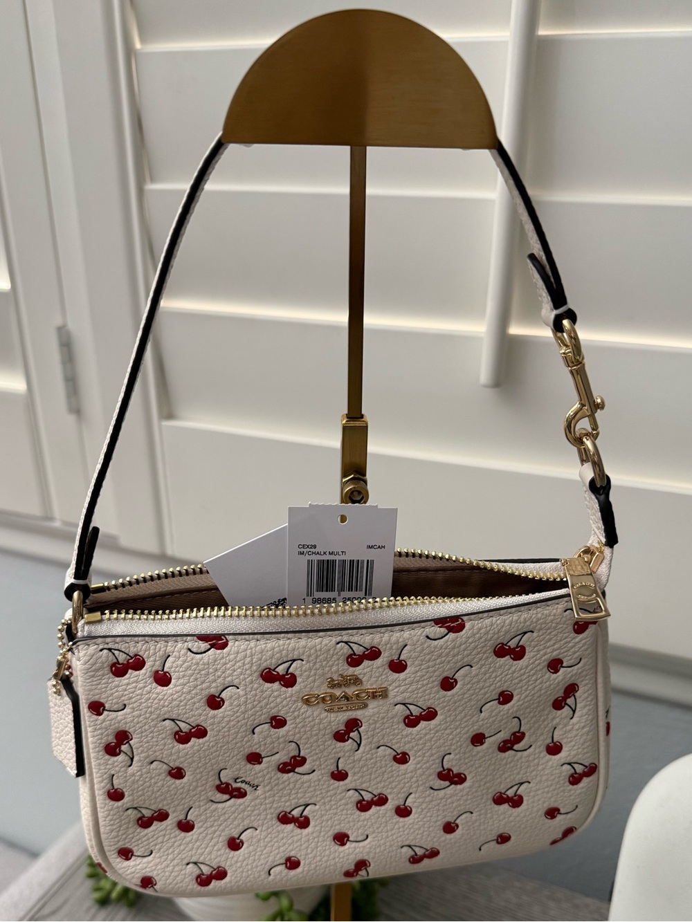 Coach NWT 🍒Cherry Nolita 19 in Chaulk Multi Cherry Print Pebble Leather 🍒 w/DB